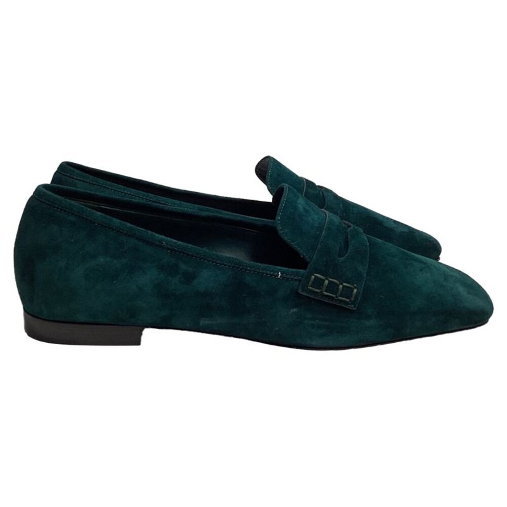 KHAITE Green Suede Loafers